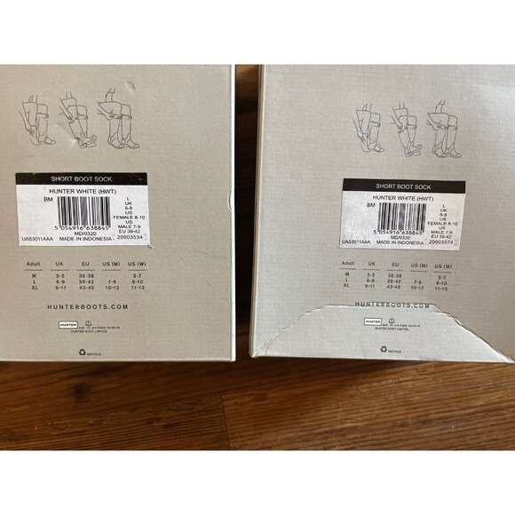 Hunter Half Cuff Boot Socks Liners Unisex White Size Large - Lot of 2 New - Picture 2 of 2